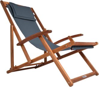 Deuba Casaria Tumbona Plegable Madera De Acacia Carga 160kg Silla Jard&iacute;n Playa Transpirable Ajustable Bal&oacute;n Terraza Patio Antracita