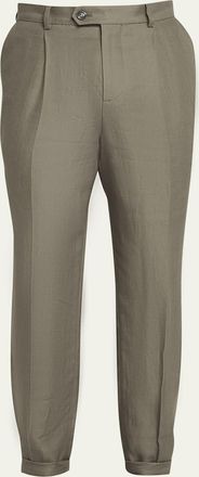 【関税込み】BRUNELLO CUCINELLI LINEN COTTON TROUSERS BRUNELLO CUCINELLI Pleated cotton and linen-blend wide-leg