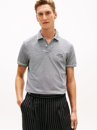 Tommy Hilfiger Poloshirt TOMMY HILFIGER OXFORD TWO TONE REGULAR PLACKET, Herren, Gr. XL, schwarz, wei&szlig;, Jersey, Obermaterial: 100% Baumwolle, unifarben, regular fit 