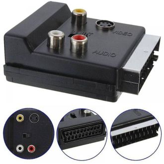 OEM Cavo Adattatore Da Scart A 21 Pin A 3 Rca E S-video Con Pulsante Di Selezione Ingresso/uscita Per Tv, Lettore Dvd E Console