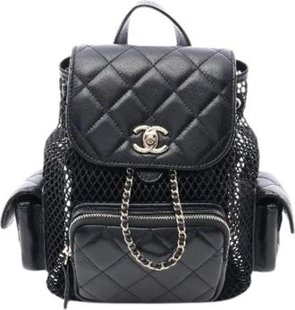 Chanel Pre-owned Matelasse Lambskin Backpack - Dames - Vintage Rugzakken - Zwart - ONE Size - Leer - Vintage
