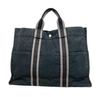 Herm&egrave;s Black Canvas Tote Bag (Pre-Owned)