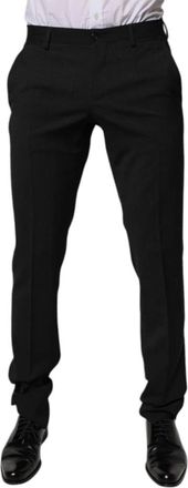 Dolce & Gabbana Taps Toelopende Formele Pantalon - Heren - Slim Fit Broeken - Zwart - S - Wol - Broeken