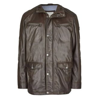 Bugatti Jassen, Heren, Bruin, M, Zachte leren parka jas