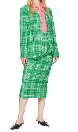 Sportmax Green Check Midi Skirt