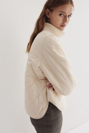 H&M Oversized Quilted Jacket in Cream at Nordstrom, Size Xx-Large