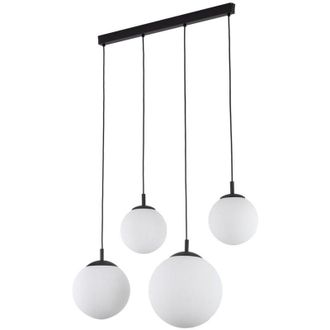 Luminosa Light Designs TK Esme L&aacute;mpara colgante de techo tipo barra, color negro, cristal opalino, 4 bombillas E27