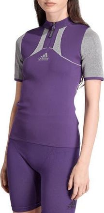 adidas EQT Short Sleeve Quarter Zip Top in Violet at Nordstrom Rack, Size X-Small
