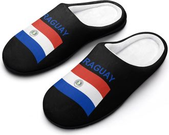 Generic Flag of Paraguay Slippers Men Winter Warm Cotton Anti-Slip Indoor Slip-Ons House Shoes