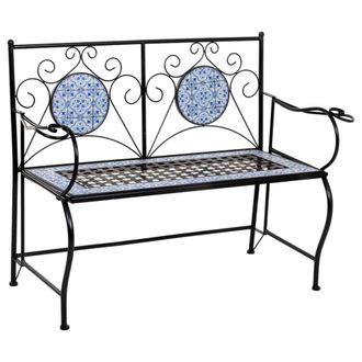 Wanderlust Deco Banco de mosaico y forja 110x50x88h cm negro