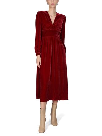 Moschino Womens Pannu00c9 Velvet Dress - Dark Red Viscose - Size EU 38 (Womens)