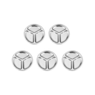 OEM 5 Platos Redondos De Acero Inoxidable De 24 Cm De Di&aacute;metro, Divididos En 3 Secciones