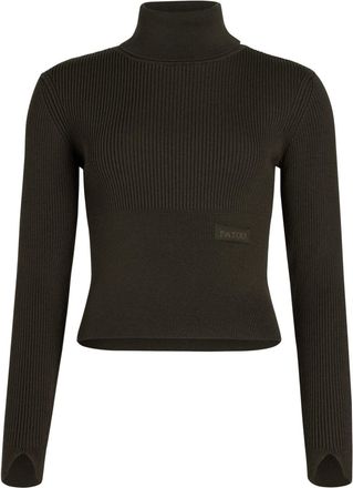 Patou ribbed roll-neck sweater - women - Merino - L - Green
