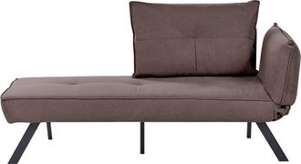 Beliani Chaise Longue De Tela Derecho Con Respaldo Ajustable Y Funci&oacute;n De Almohada Para Dormir Repelente Al Agua Marr&oacute;n Rocamadour