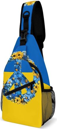 Generic Peace for Ukraine Flag Mens Crossbody Chest Sling Bag for Travel Hiking Lightweight Shoulder Bags with Small Side