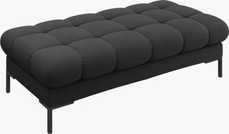 BLOOMINGLOFT Grosser Design Hocker / Sitzbank Mamaia Strukturstoff - Beine Schwarz