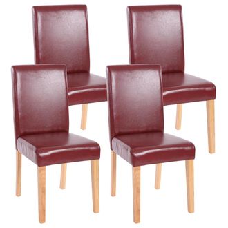 Hhg Juego De 4 Sillas De Comedor Silla De Cocina Littau, Polipiel, Marr&oacute;n Rojizo, Patas Claras
