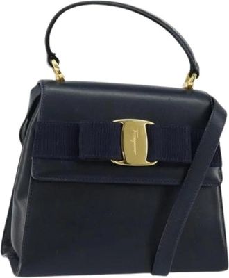 Ferragamo Pre-owned Handbag - Dames - Vintage Handtas - Blauw - ONE Size - Leer - Vintage