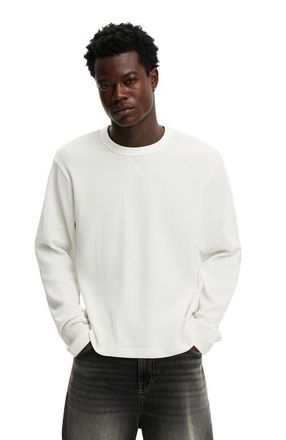 Cotton On Mens Cropped Fit Textured Long Sleeve in Vintage White Waffle at Nordstrom, Size Xx-Large