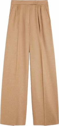 Max Mara Womens Fagus Wool Pleated Full Leg Pant In Camel