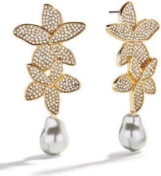BaubleBar Marissa Floral Faux Pearl Drop Earrings in Gold at Nordstrom