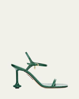Loewe 90mm Toy Croc-Embossed Leather Sandals