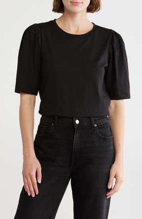 Elie Tahari Puff Elbow Sleeve Crop T-Shirt in Black at Nordstrom Rack, Size X-Small