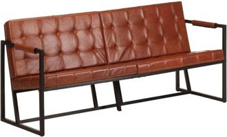 vidaXL Sof&aacute; De 3 Plazas Cuero Aut&eacute;ntico De Cabra Marr&oacute;n Vidaxl