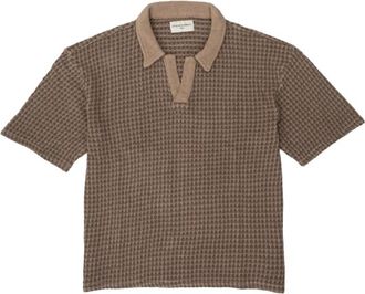 Officine G&eacute;n&eacute;rale Polo Shirts, male, Brown, XL, Brown Textured Cotton Jersey T-shirt