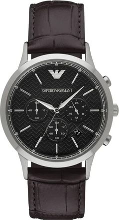 Emporio Armani Accessoires, Heren, Zwart, ONE Size, Leer, Dress Watch