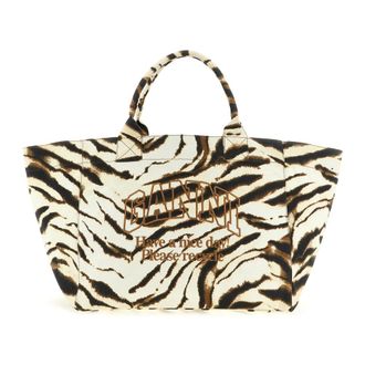 Ganni XXL Zebra Shopping Bag - female - Ganni - Shopping Bags - Beige - ONE SIZE - Bags