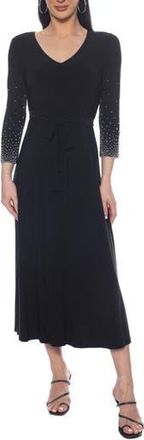 Tash And Sophie Beaded V-Neck Dress in Black/Silver at Nordstrom Rack, Size X-Large