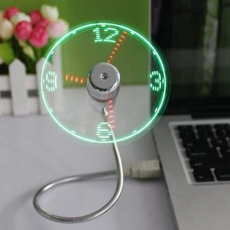 OEM Ventilador Usb - Reloj Led Integrado - Tubo Flexible De Metal 40 Cm - Visualizaci&oacute;n En Tiempo Real De Hora Y Temperatura - 5 V 2,5 W - Plata - 1 Unida