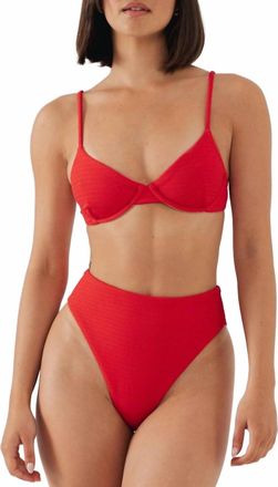 Montce Swim Dainty Underwire Bikini Top In Crimson Micro Scrunch