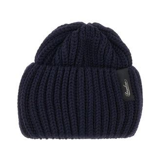 Borsalino Bell Rib Knit Beanie - Dames - Hoeden - Blauw - ONE Size - Wol - Accessoires