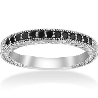 Pompeii3 1/6ct Black Diamond Wedding Anniversary Vintage Ring Size Selectable