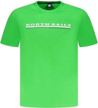North Sails Mens Crew Neck Tee Lime Green Ns23ss001 Cotton - Size X-Large