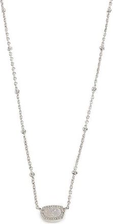 Kendra Scott Mini Elisa Satellite Pendant Womens Necklace Womens Necklace Rhodium Iridescent Drusy, Brass/Rhodium-Plated