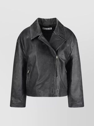 Acne Studios oversized leather jacket with long sleeves and side pockets
