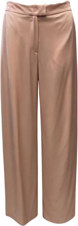 Maliparmi Satijnen Broek met Elastische Tailleband - Dames - Wijde Broeken - Roze - L - Satijn - Broeken