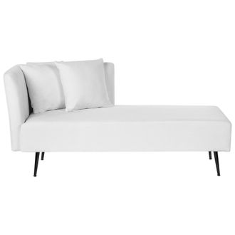 Beliani Beliani - Chaise Longue Moderno Izquierdo Tapicer&iacute;a De Tela De Poli&eacute;ster Con Cojines Patas De Metal Div&aacute;n Blanco Riom