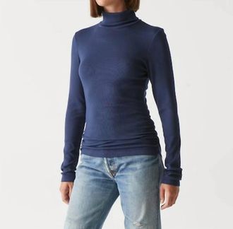 Michael Stars Beck Ruched Turtleneck Sweater In Nocturnal