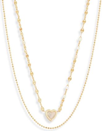 Argento Vivo Mother-of-Pearl Pendant & Ball Chain Layered Necklace in Gold at Nordstrom Rack