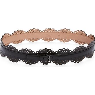 Alaia Vienne Corset Leather Belt in Noir at Nordstrom, Size 75