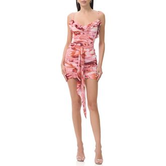 AFRM Mackie Allover Print Minidress in Peach Roses at Nordstrom Rack, Size X-Small