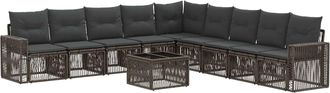 vidaXL Conjunto De Sof&aacute;s De Jard&iacute;n 10 Uds. Gris Y Gris Oscuro Vidaxl
