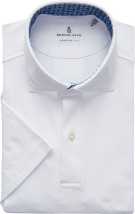 Emanuel Berg Modern Fit 4 Flex Short Sleeve Stretch Knit Polo Shirt in White at Nordstrom Rack, Size Xx-Large