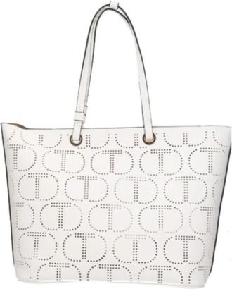 Twinset Korrelig lederen tote tas - Dames - Shoppers - Wit - ONE Size - Leer - Tassen
