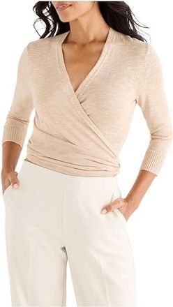 Nic+Zoe Slub Knit Four-Way Cardigan Womens Sweater Jute : MD, Linen/Rayon
