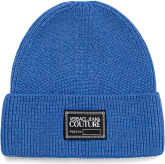 Versace Jeans Couture logo-patch beanie hat - men - Polyester/Acrylic - One Size - Blue